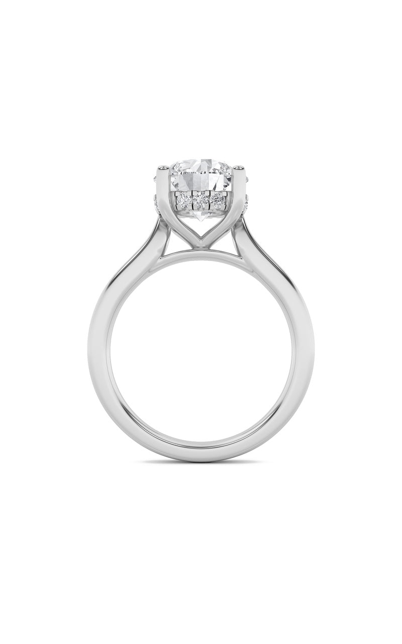 2Cttw Round Shaped Lab Grown Diamond (F/VS) Hidden Halo Cathedral Shank Engagement Ring in 14K Gold