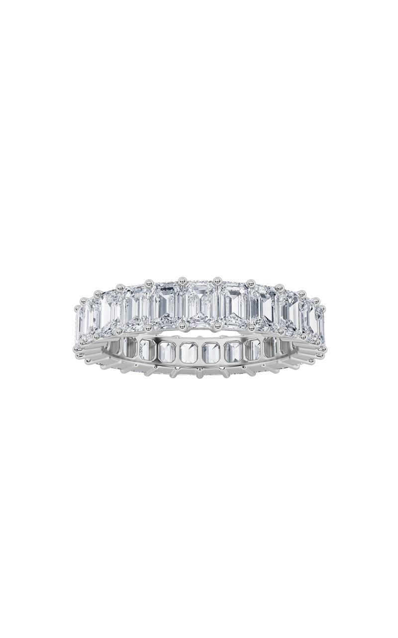3.45Cttw Emerald Shaped Lab Grown Diamond Split Prong Eternity Ring in 14K Gold (F/VS)