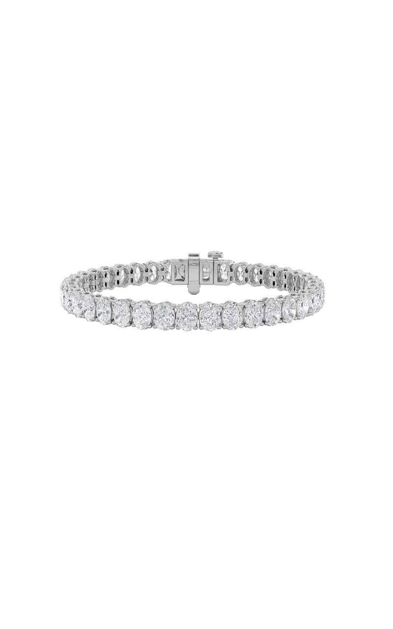 14.75Cttw Oval Shaped Lab Grown Diamond (F/VS) Tennis Bracelet in 14K Gold