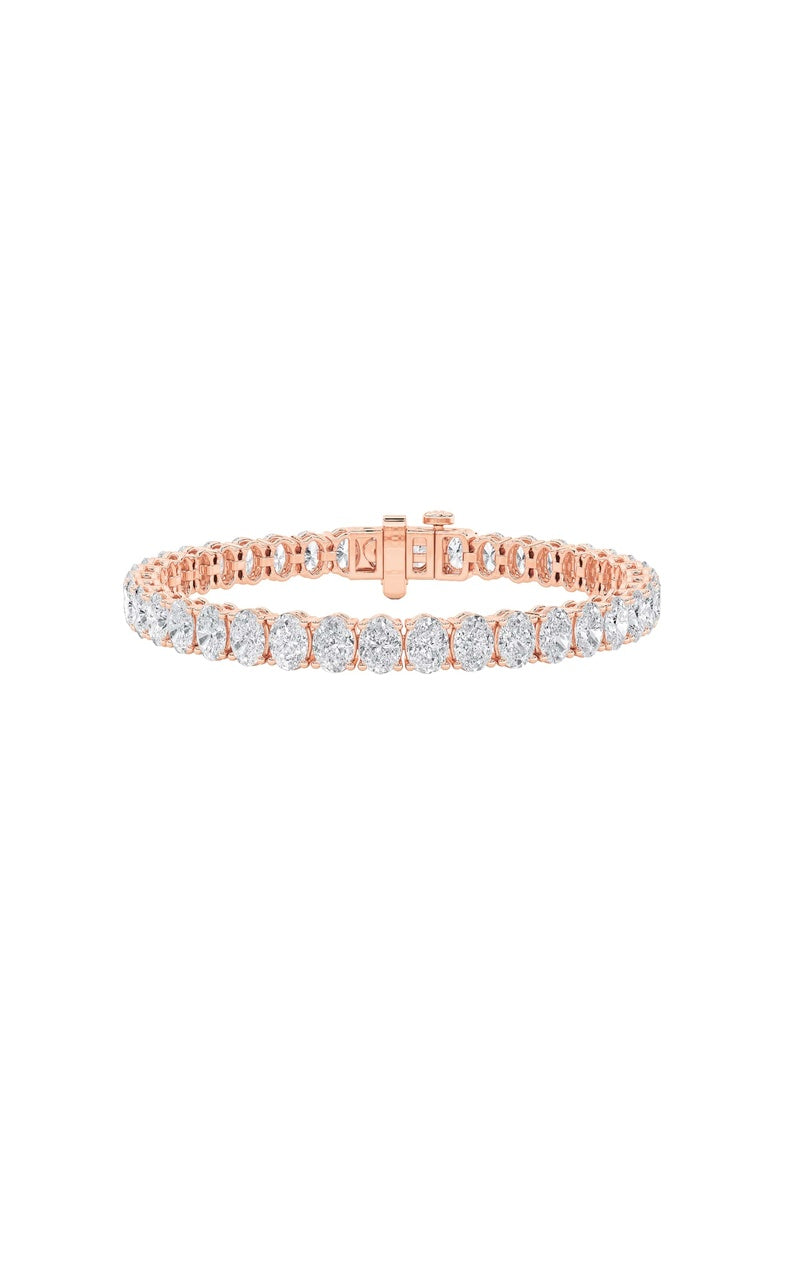 14.75Cttw Oval Shaped Lab Grown Diamond (F/VS) Tennis Bracelet in 14K Gold