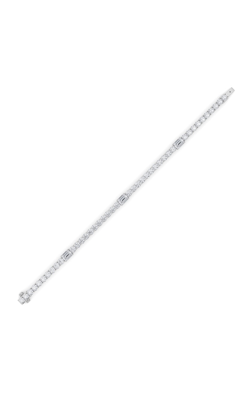 10Cttw Emerald Shaped Lab Grown Diamond (F/VS) East West Station Bracelet in 14K Gold