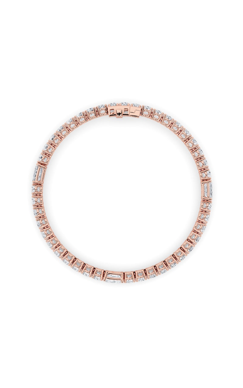 10Cttw Emerald Shaped Lab Grown Diamond (F/VS) East West Station Bracelet in 14K Gold