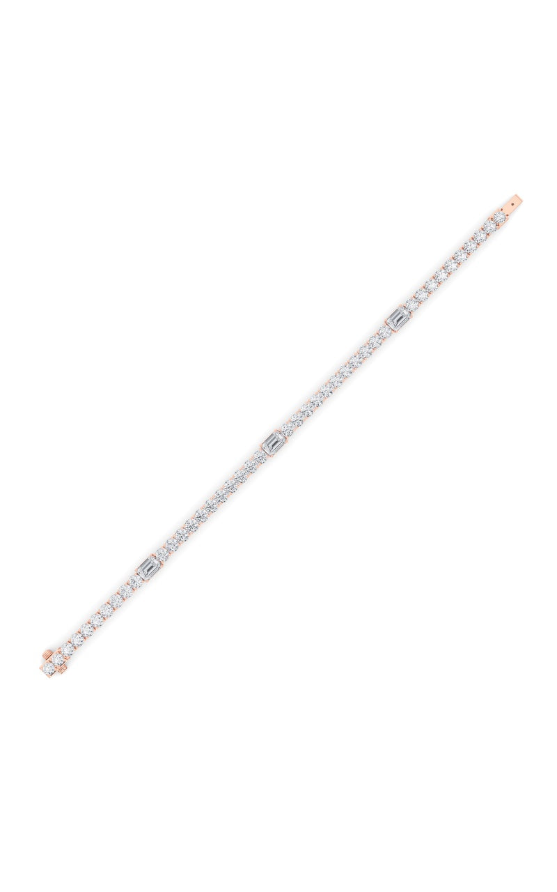 10Cttw Emerald Shaped Lab Grown Diamond (F/VS) East West Station Bracelet in 14K Gold