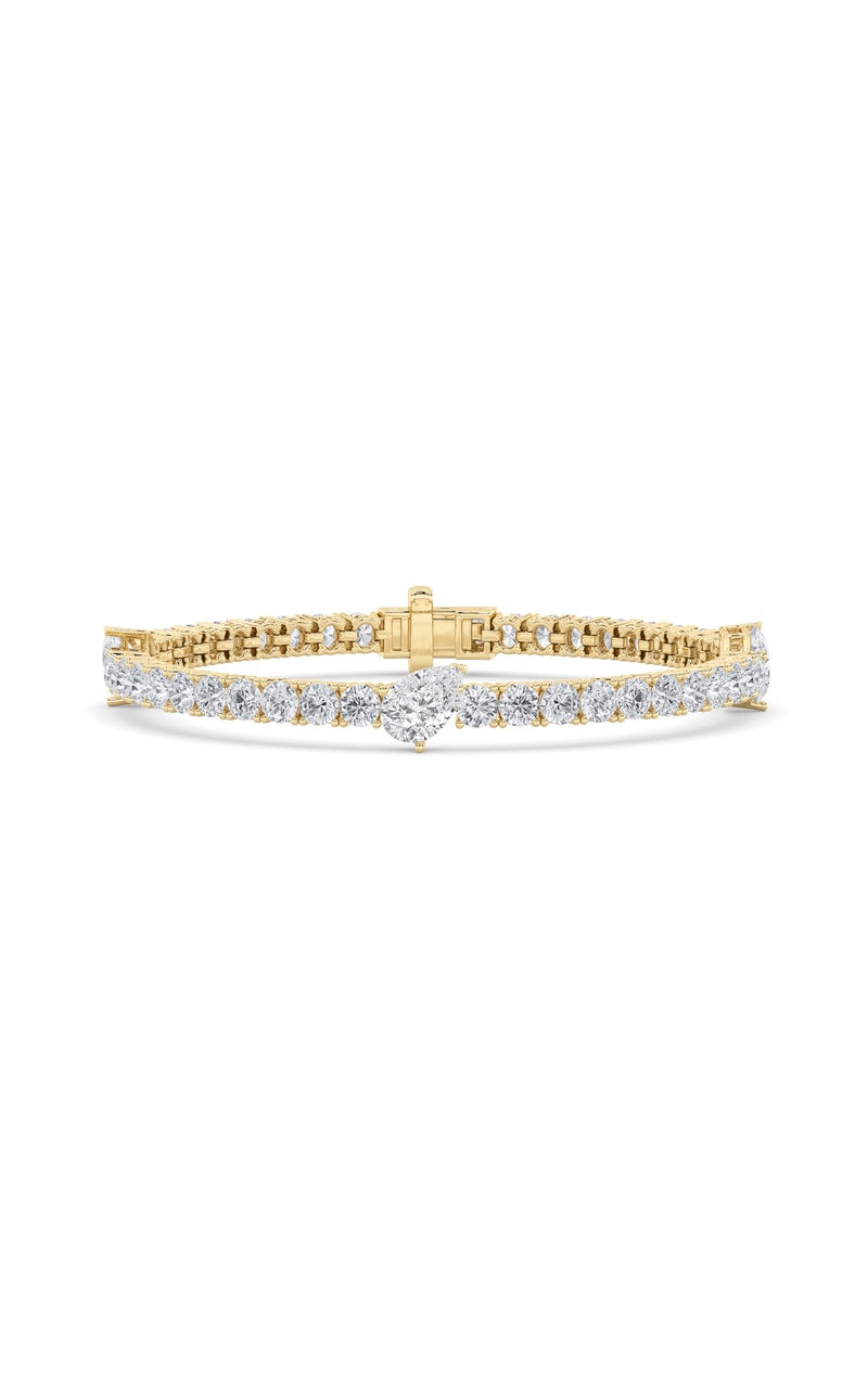 10Cttw Pear Shaped Lab Grown Diamond (F/VS) East West Station Bracelet in 14K Gold