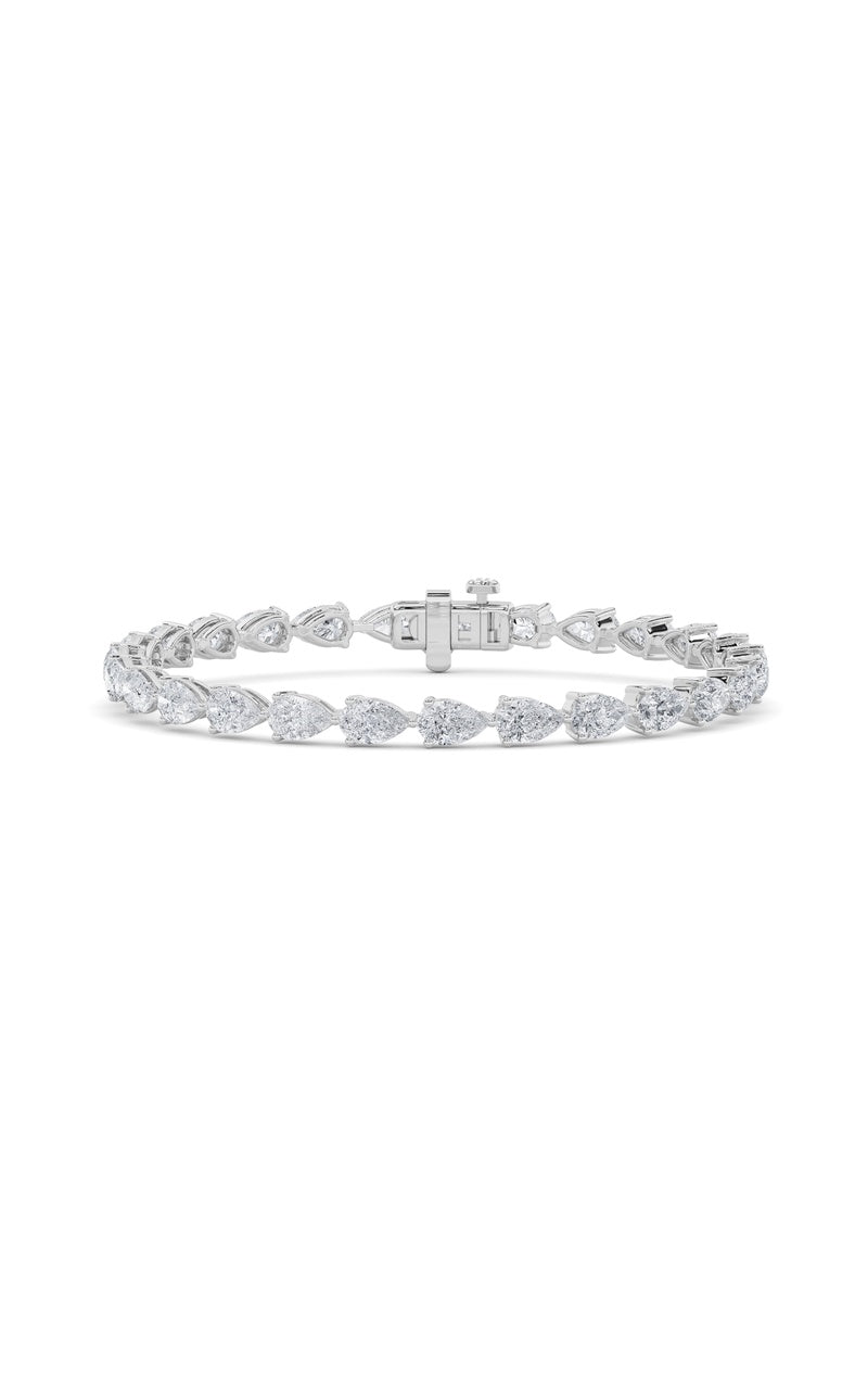 8.5Cttw Pear Shaped Lab Grown Diamond (F/VS) Fancy Line Bracelet in 14K Gold