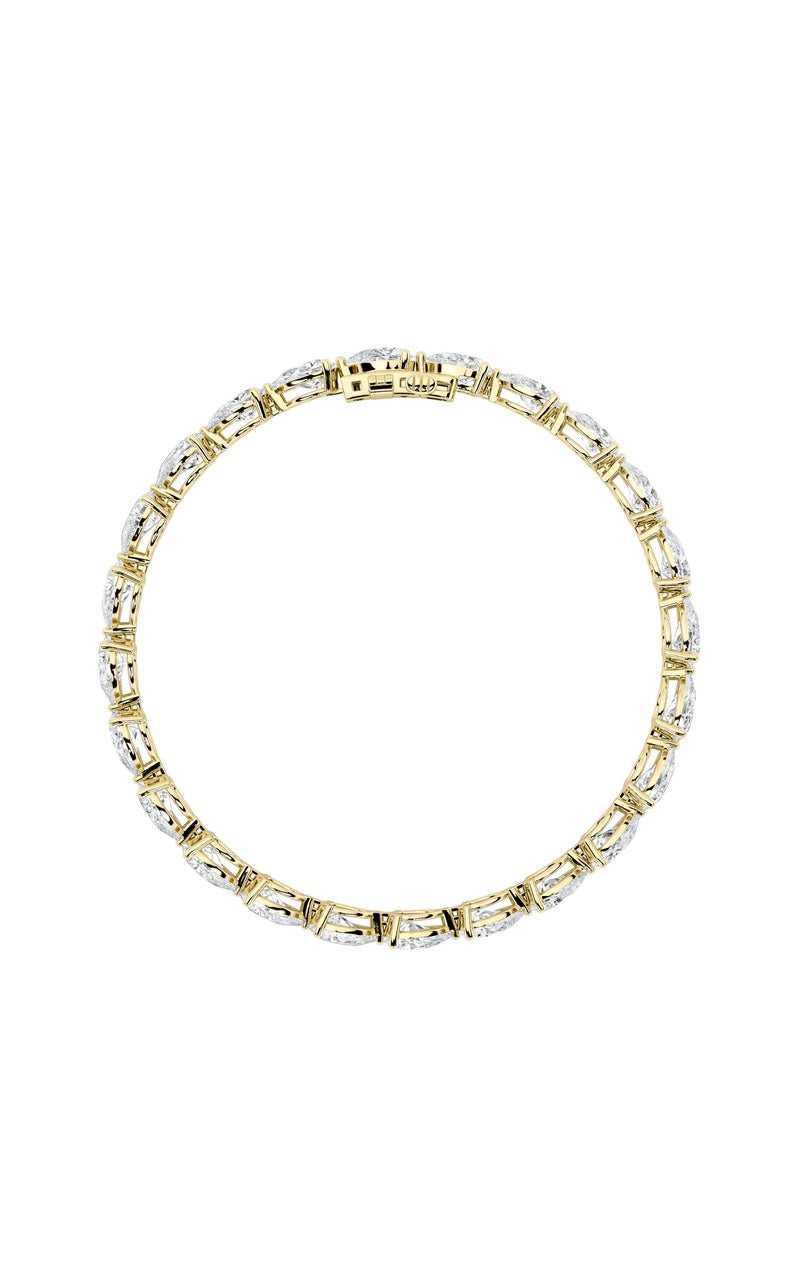 8.5Cttw Pear Shaped Lab Grown Diamond (F/VS) Fancy Line Bracelet in 14K Gold