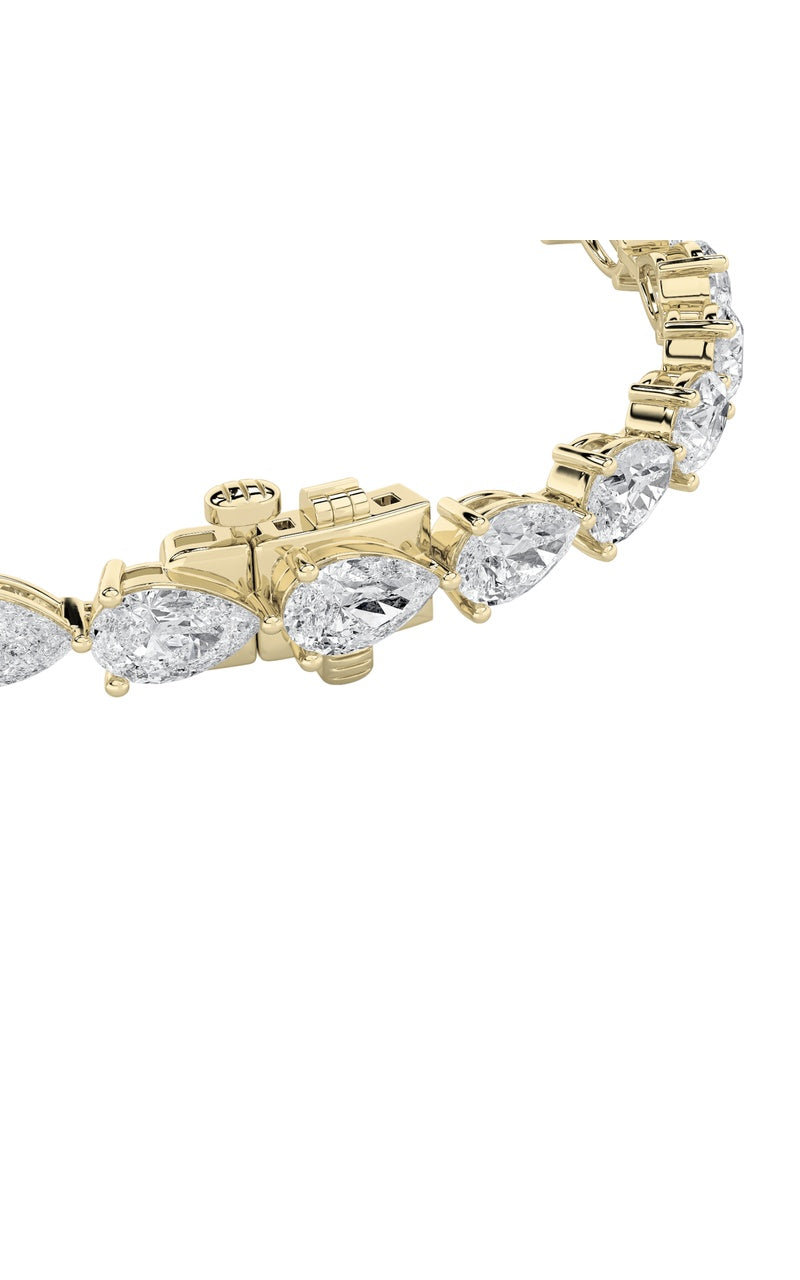8.5Cttw Pear Shaped Lab Grown Diamond (F/VS) Fancy Line Bracelet in 14K Gold