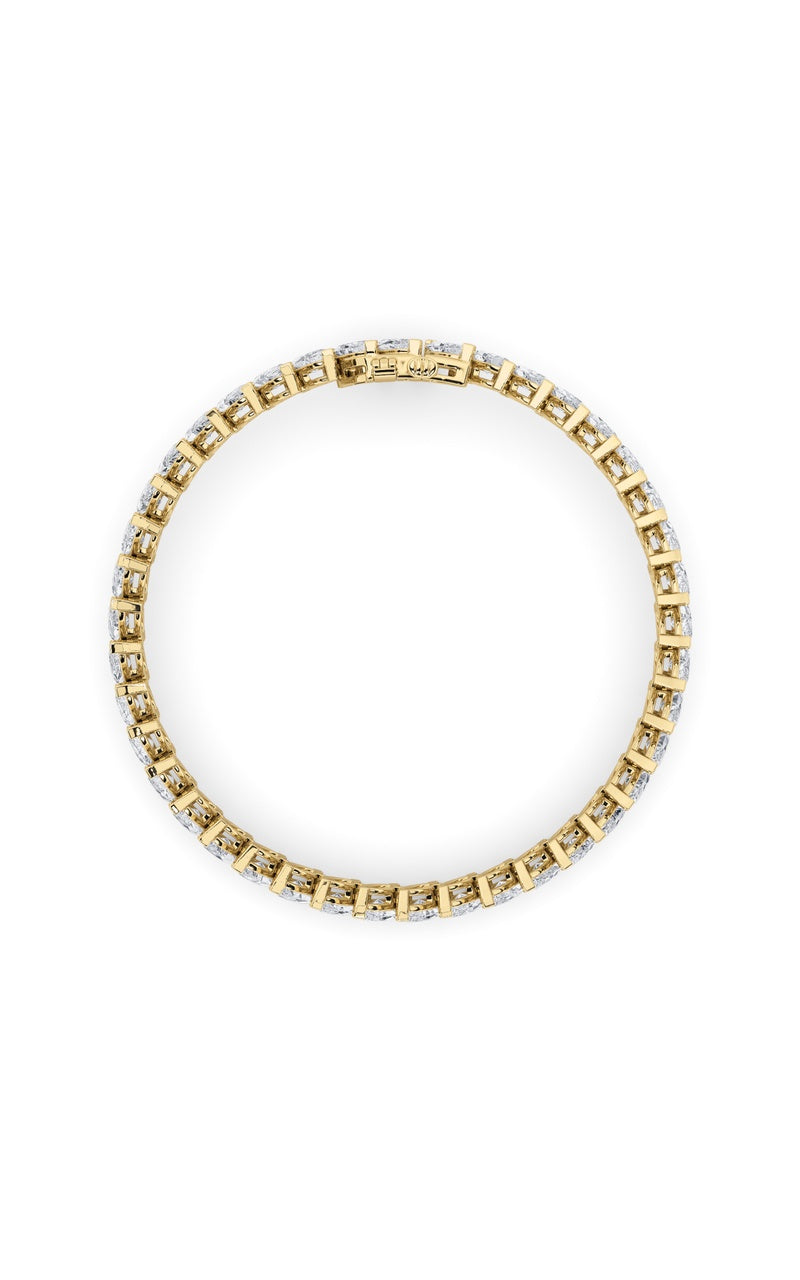 16.5Cttw Marquise Shaped Lab Grown Diamond (F/VS) Angled Line Bracelet in 14K Gold