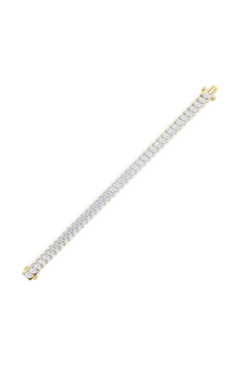 16.5Cttw Marquise Shaped Lab Grown Diamond (F/VS) Angled Line Bracelet in 14K Gold