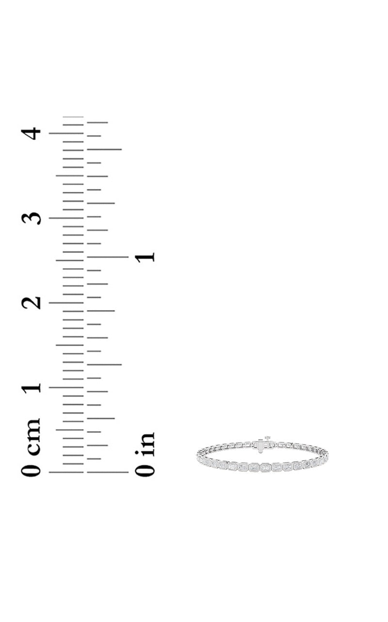 8Cttw Emerald Shaped Lab Grown Diamond (F/VS) East West Bezel Set Bracelet in 14K Gold