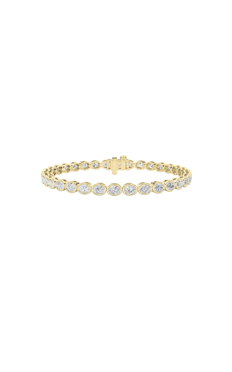 12Cttw Oval Shaped Lab Grown Diamond (F/VS) East West Bezel Set Bracelet in 14K Gold