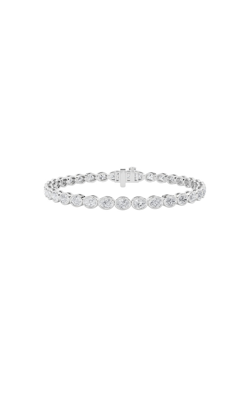 15Cttw Oval Shaped Lab Grown Diamond (F/VS) East West Bezel Set Bracelet in 14K Gold