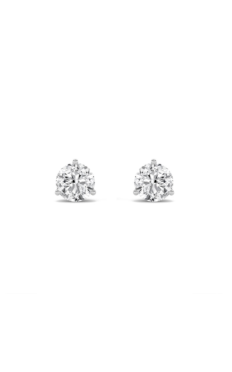 0.75Cttw Round Shaped Lab Grown Diamond (F/VS) Three Prong Martini Stud Earrings in 14K Gold
