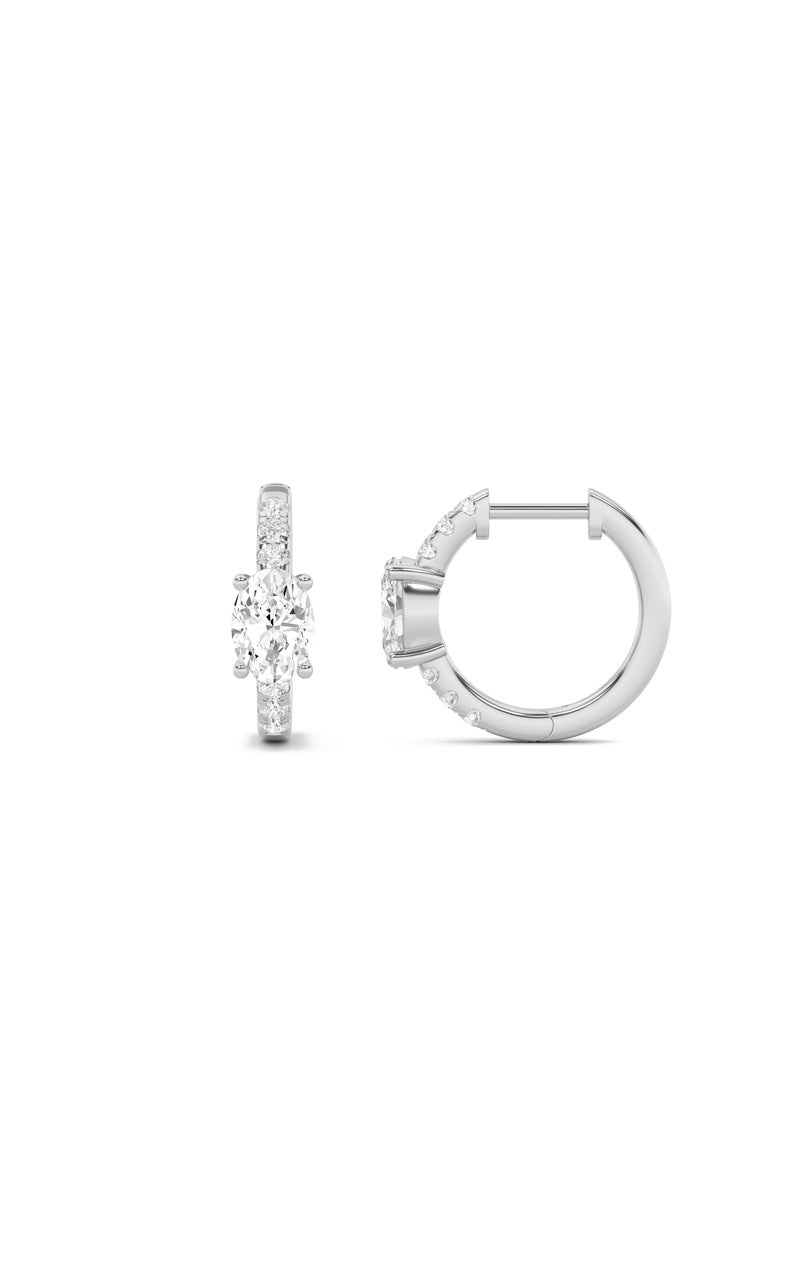 1.5Cttw Marquise Shaped Lab Grown Diamond (F/VS) Solitare Accent Huggie Earrings in 14K  Yellow Gold