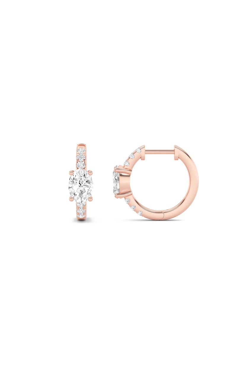 1.5Cttw Pear Shaped Lab Grown Diamond (F/VS) Solitare Accent Huggie Earrings in 14K Gold
