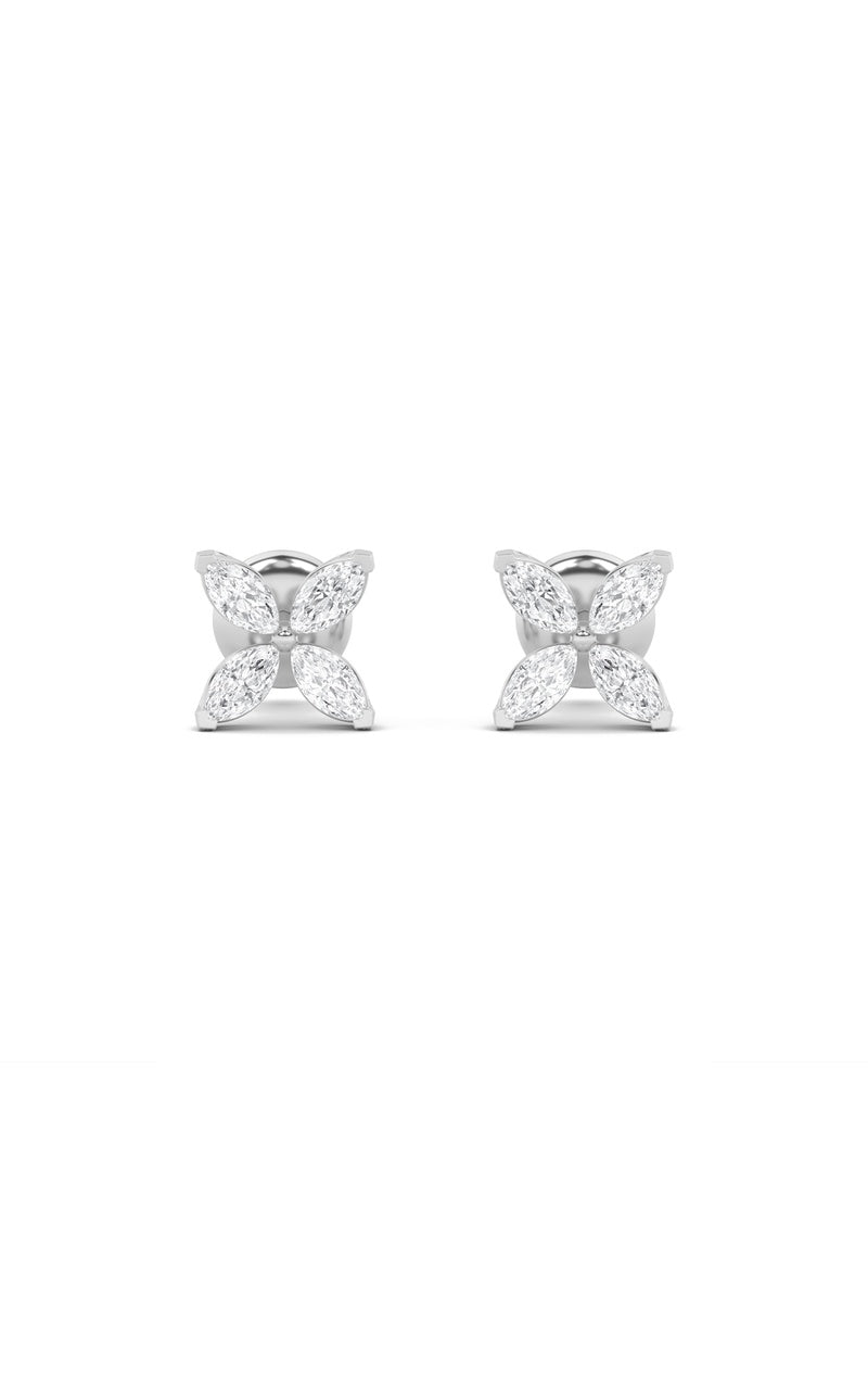 1.5Cttw Marquise Shaped Lab Grown Diamond (F/VS) Flower Earrings in 14K Gold