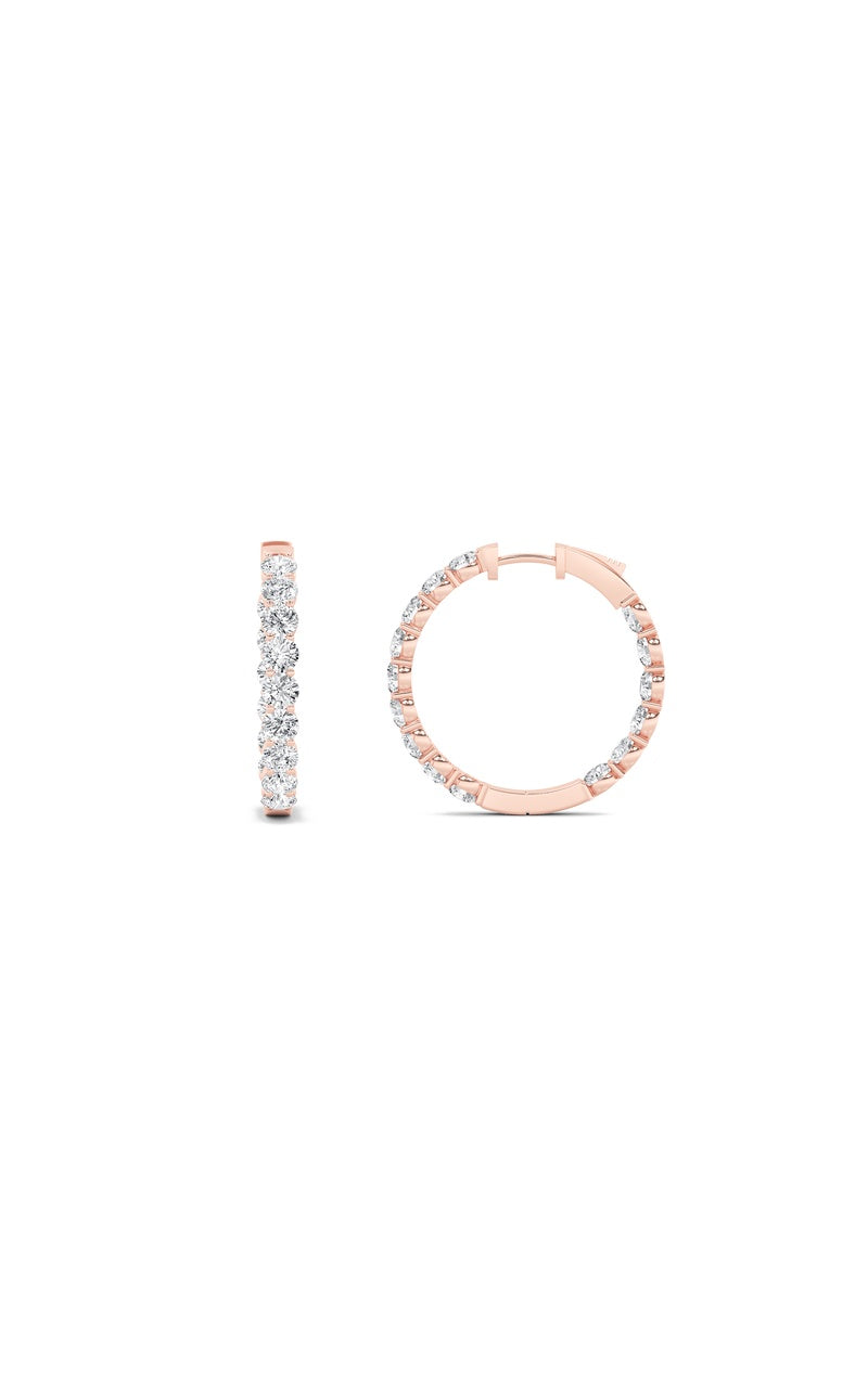 3Cttw Round Shaped Lab Grown Diamond (F/VS) Inside out Hoop Earrings in 14K Gold