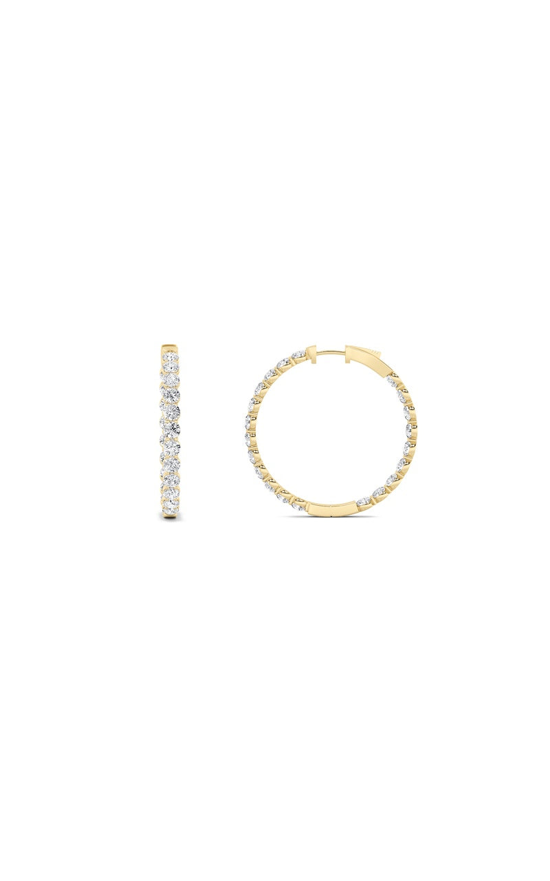 3Cttw Round Shaped Lab Grown Diamond (F/VS) Inside out Hoop Earrings in 14K Gold