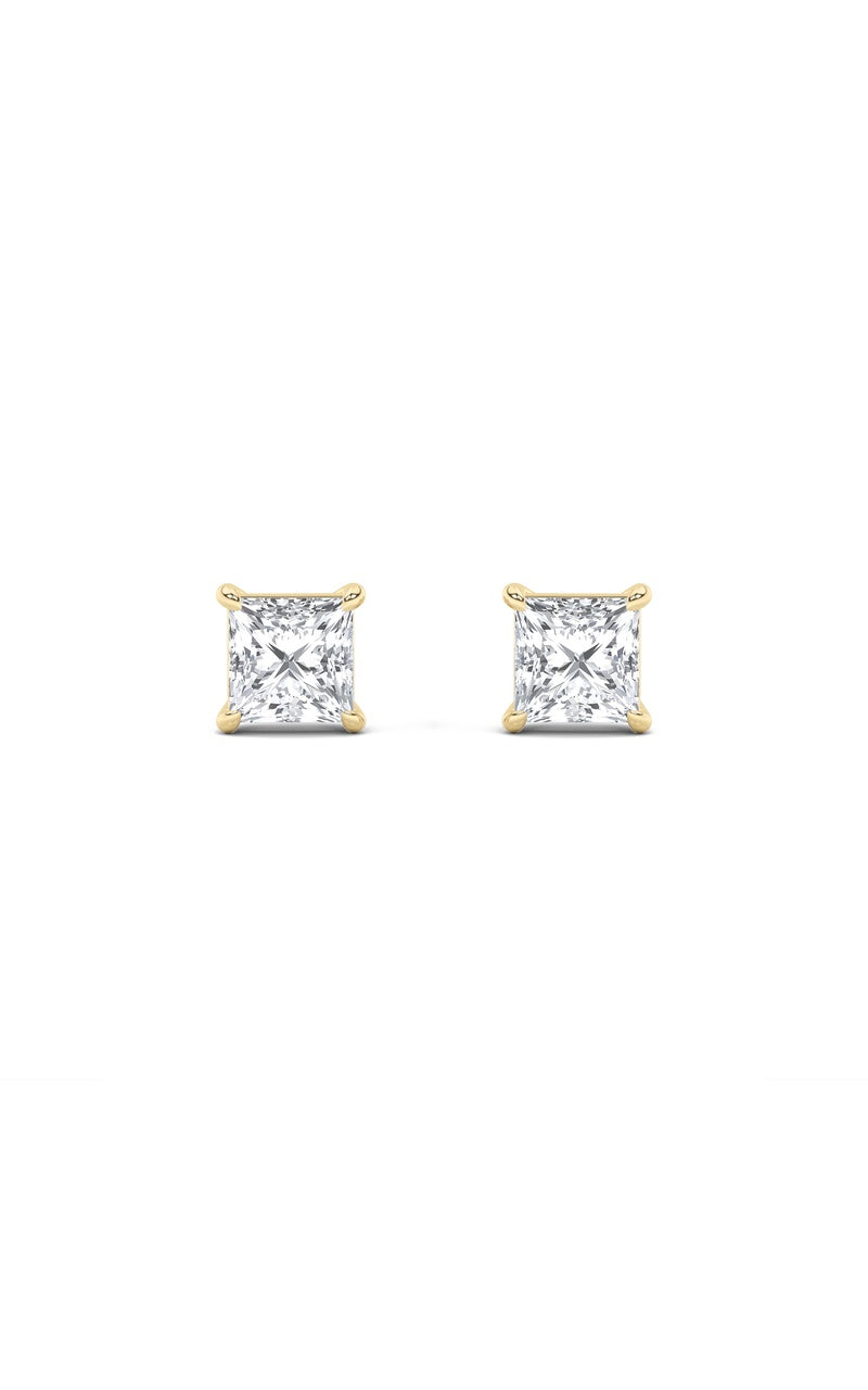 1Cttw Round Shaped Lab Grown Diamond 4 Prong Stud Earrings in 14K Gold (F/VS)
