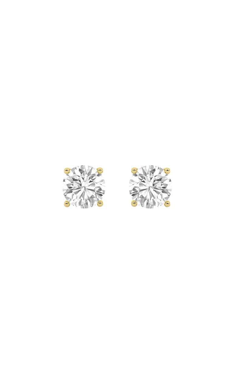 0.5Cttw Round Shaped Lab Grown Diamond 4 Prong Stud Earrings in 14K Gold (F/VS)
