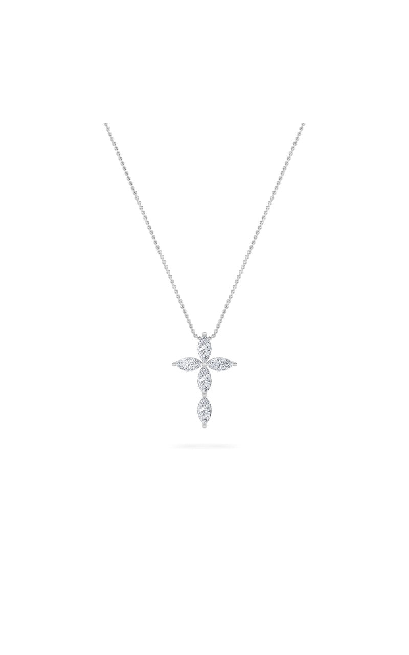 1.5Cttw Marquise Shaped Lab Grown Diamond (F/VS) Cross Pendant in 14K Gold