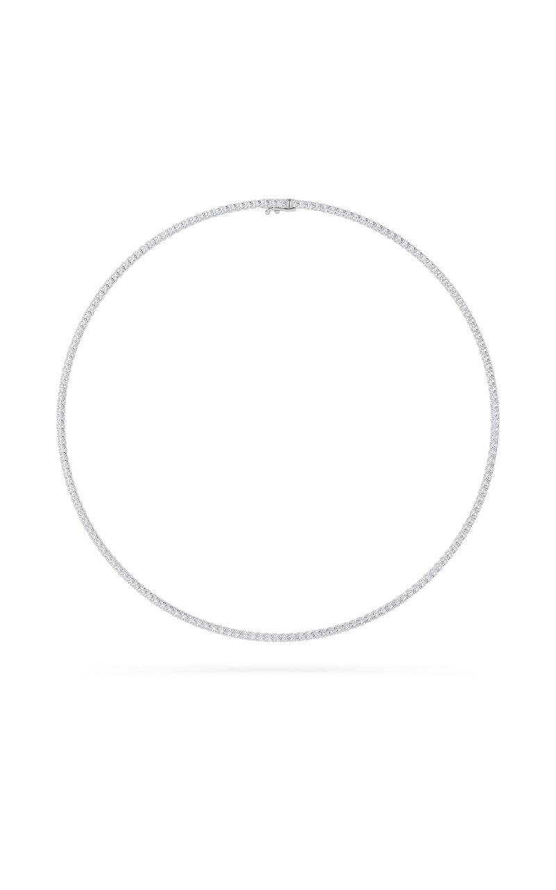10Cttw Round Shaped Lab Grown Diamond (F/VS) Tennis Necklace in 14K White Gold