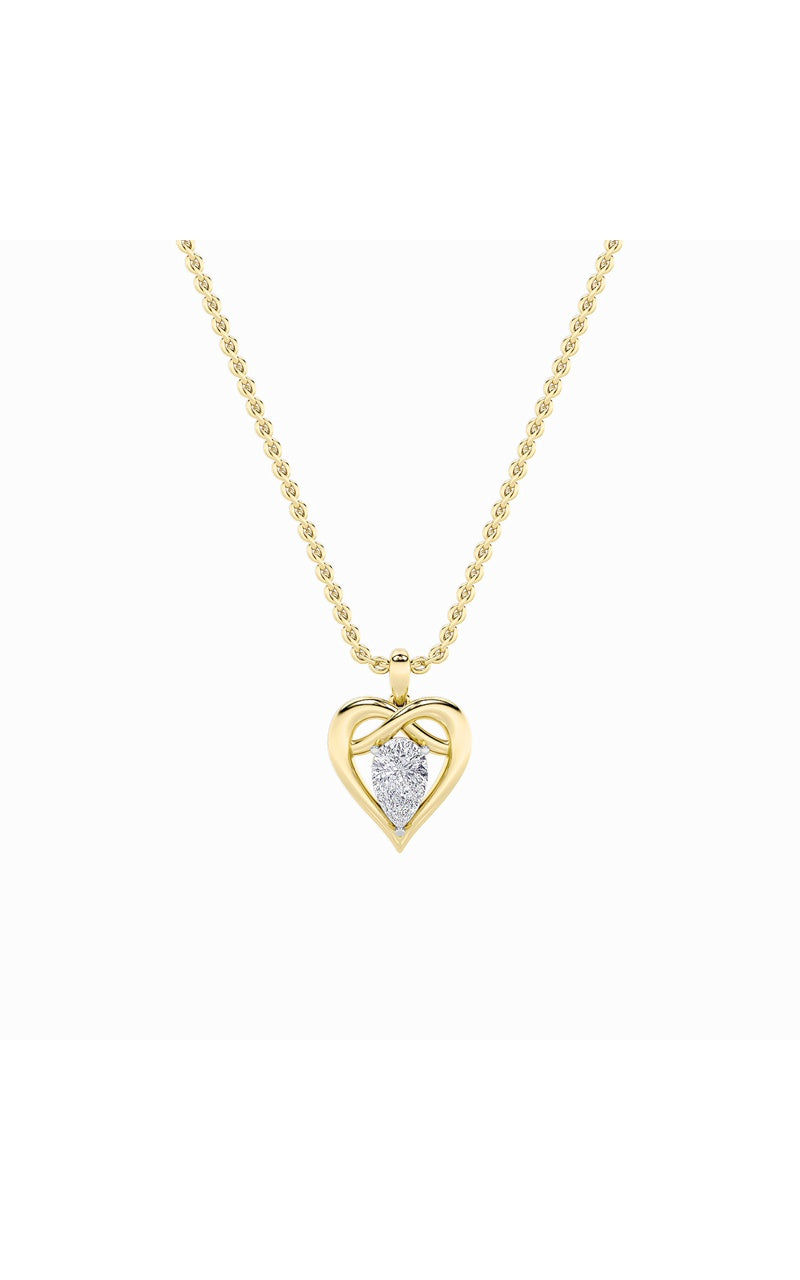 2Cttw Pear Shaped Lab Grown Diamond (F/VS) Heart Shaped Pendant in 14K Gold