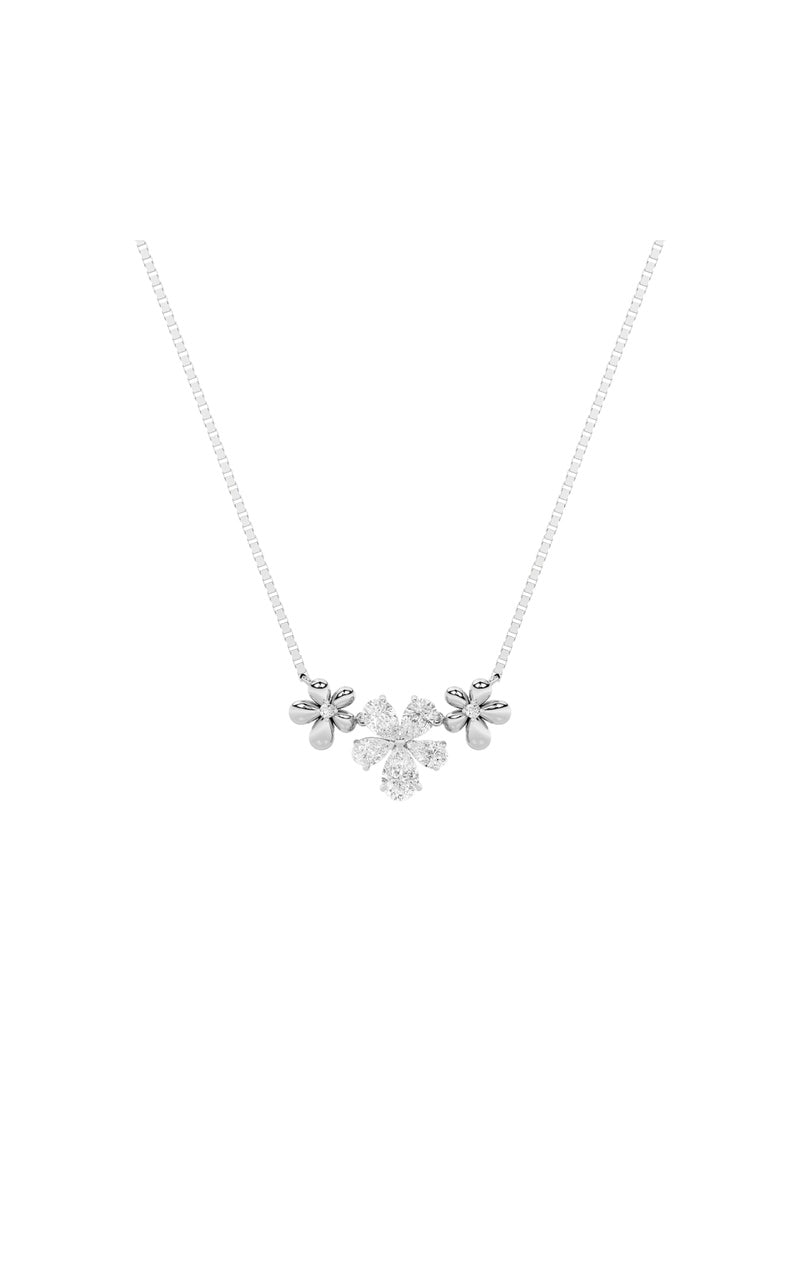 2Cttw Pear Shaped Lab Grown Diamond (F/VS) Fancy Flower Necklace in 14K Gold
