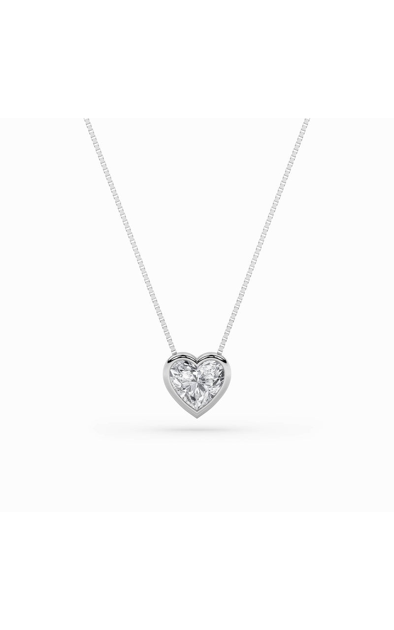 1Cttw Heart Shaped Lab Grown Diamond (F/VS) Bezel Set Solitaire Pendant in 14K Gold