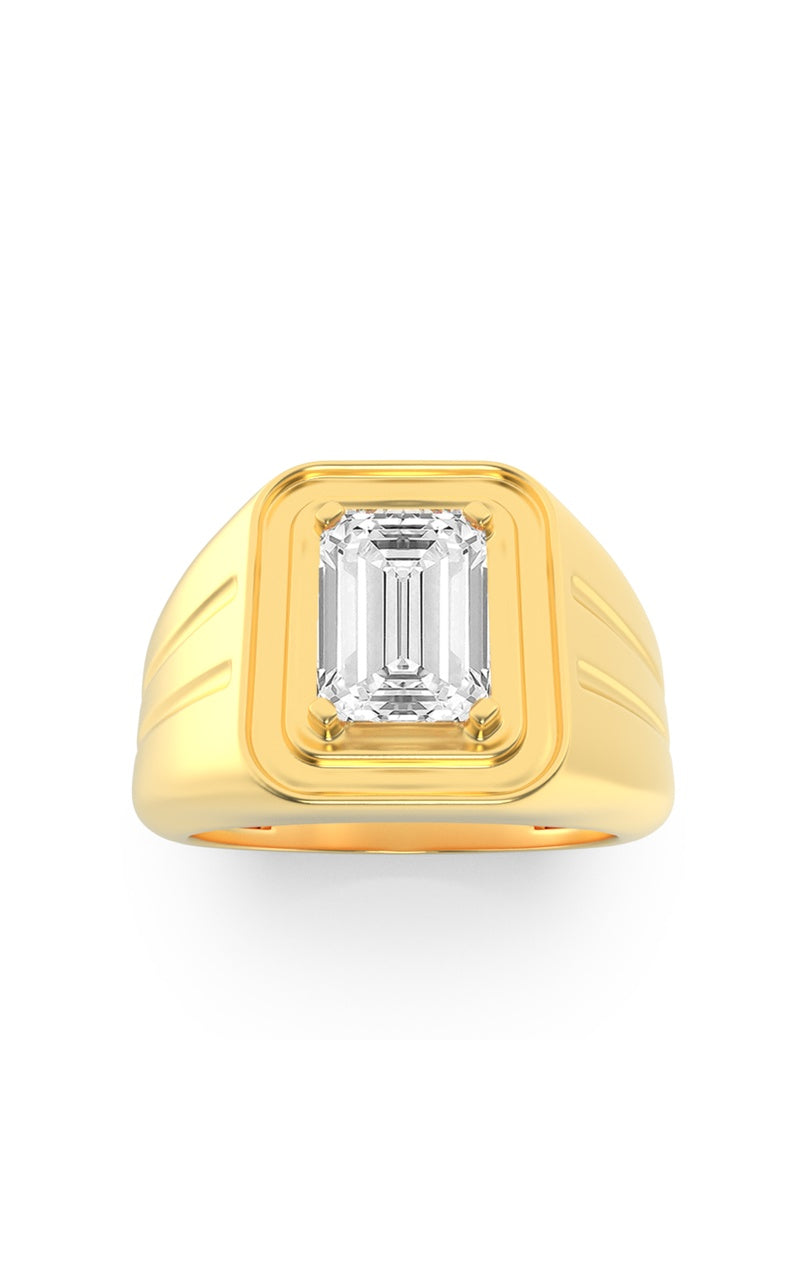 2Cttw Emerald Shaped Lab Grown Diamond (F/VS) Mens Ring in 14K  White Gold