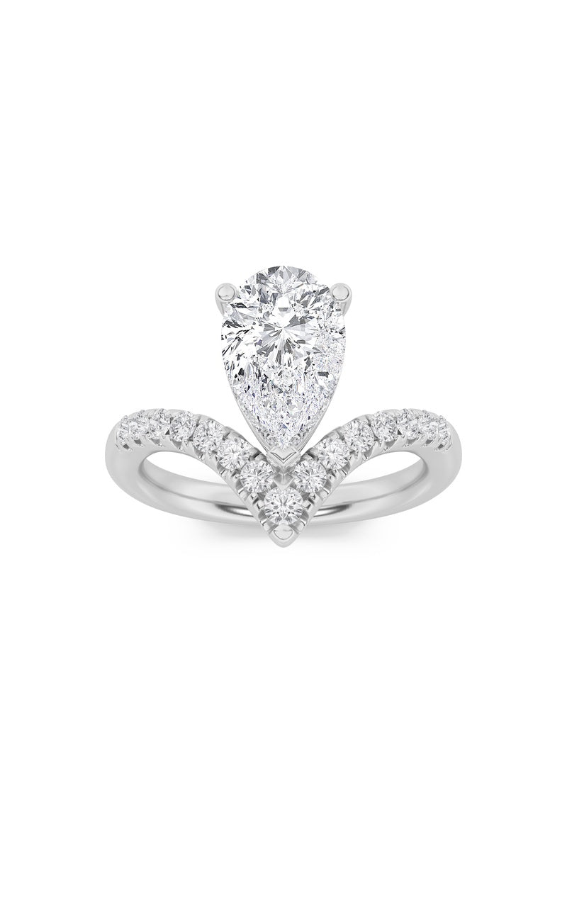 2Cttw Pear Shaped Lab Grown Diamond (F/VS) Accented Solitaire Fancy Engagement Ring in 14K Gold