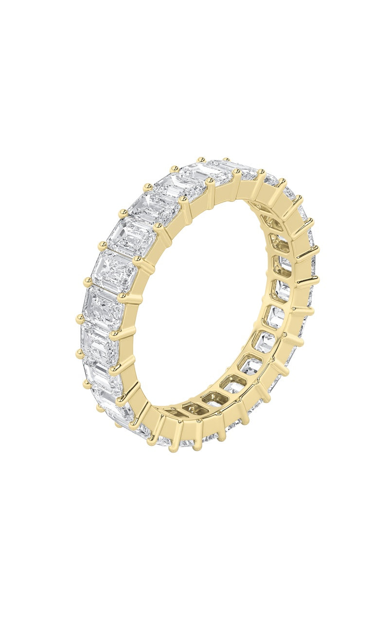 2.8Cttw Emerald Shaped Lab Grown Diamond Split Prong Eternity Ring in 14K Gold (F/VS)