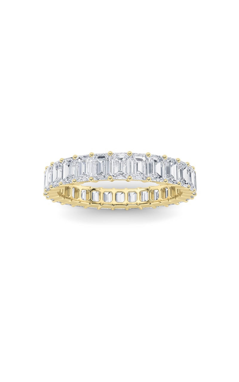 3Cttw Emerald Shaped Lab Grown Diamond Split Prong Eternity Ring in 14K Gold (F/VS)