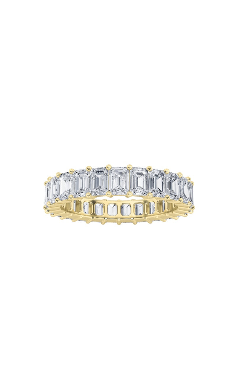 3.45Cttw Emerald Shaped Lab Grown Diamond Split Prong Eternity Ring in 14K Gold (F/VS)