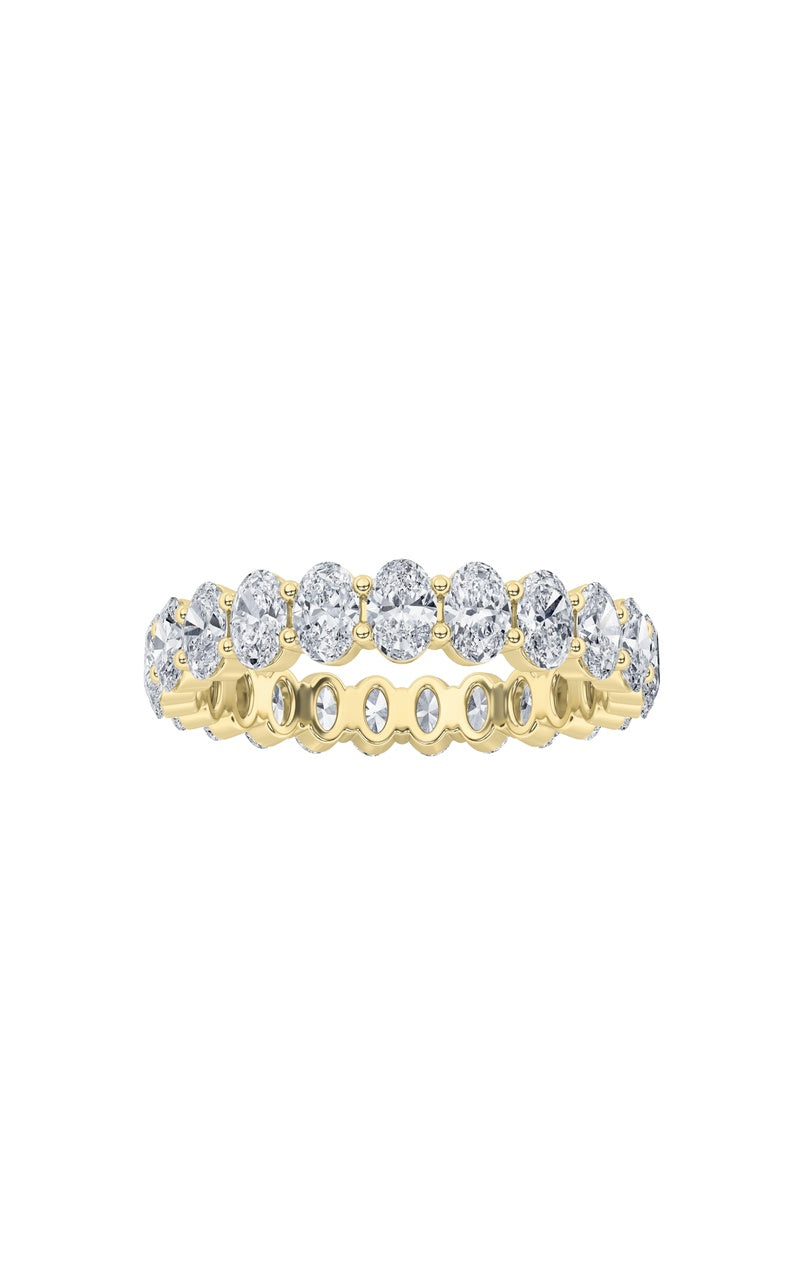 3.45Cttw Emerald Shaped Lab Grown Diamond Split Prong Eternity Ring in 14K Gold (F/VS)