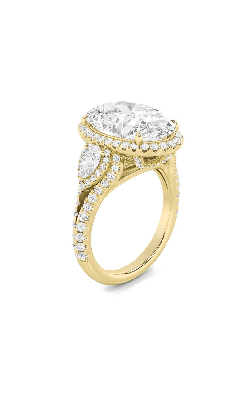 6.25Cttw Oval Shaped Lab Grown Diamond (F/VS) Bold Accented Statement Engagement Ring in 14K Gold