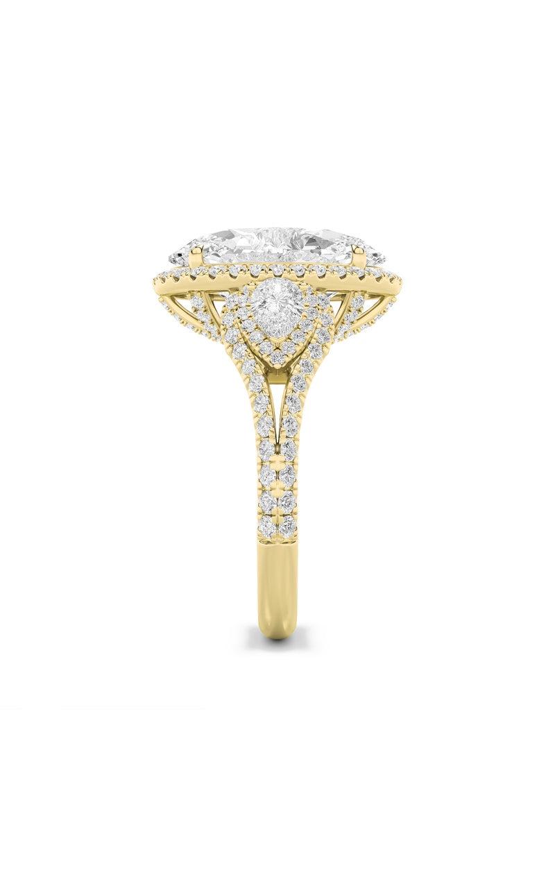 6.25Cttw Oval Shaped Lab Grown Diamond (F/VS) Bold Accented Statement Engagement Ring in 14K Gold