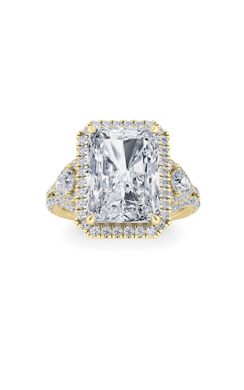 6.25Cttw Radiant Shaped Lab Grown Diamond (F/VS) Bold Accented Statement Engagement Ring in 14K Gold