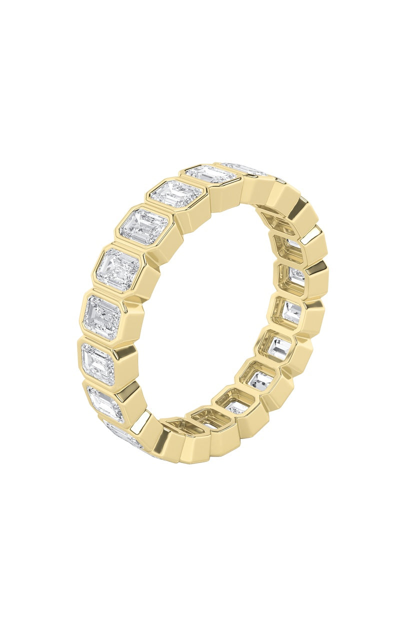 3.25Cttw Emerald Shaped Lab Grown Diamond (F/VS) Eternity Band Ring in 14K Gold